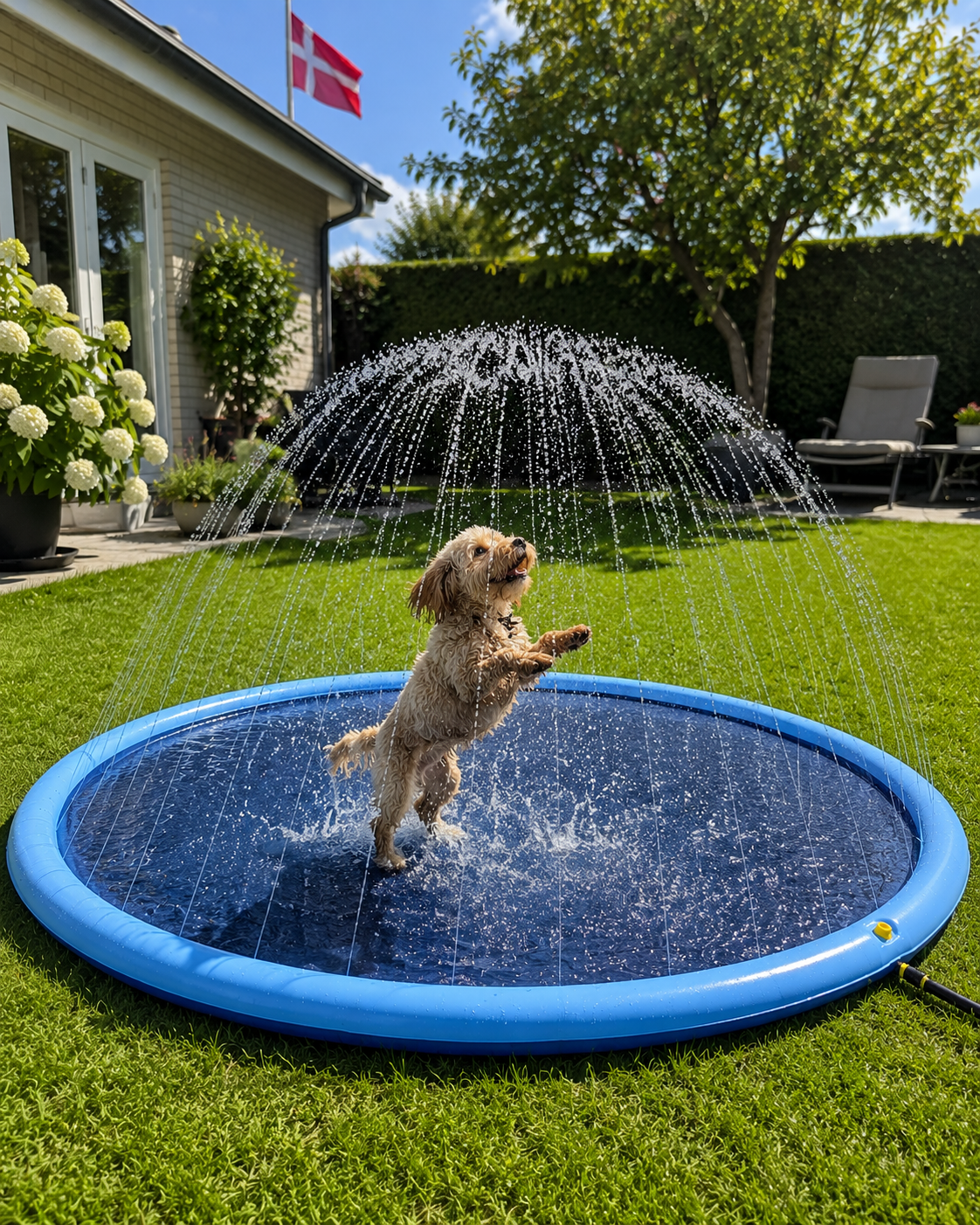 Piscine pour chien avec jet d'eau (disponible en tailles pour grands et petits chiens)