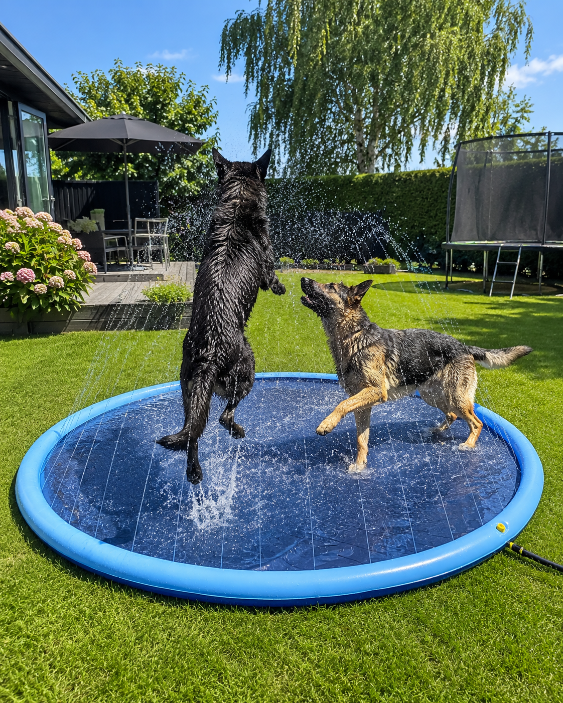 Piscine pour chien avec jet d'eau (disponible en tailles pour grands et petits chiens)