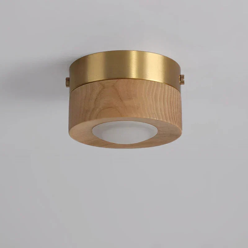 Plafonnier en bois de noyer avec spot LED