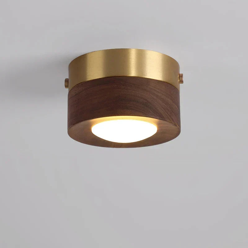 Plafonnier en bois de noyer avec spot LED
