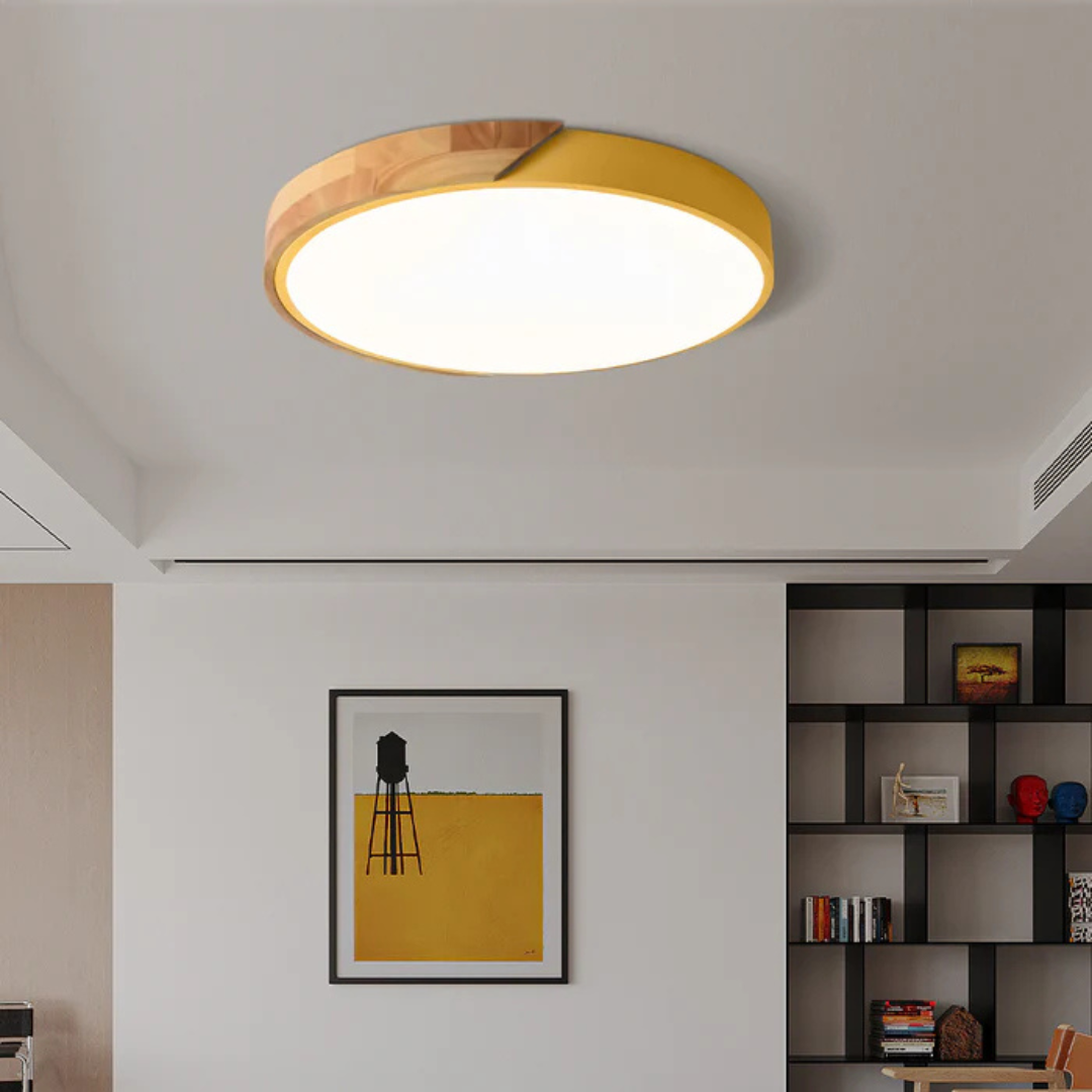 Plafonnier LED au design scandinave en bois