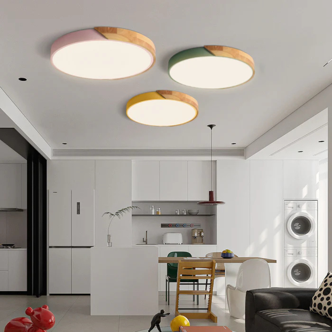 Plafonnier LED au design scandinave en bois