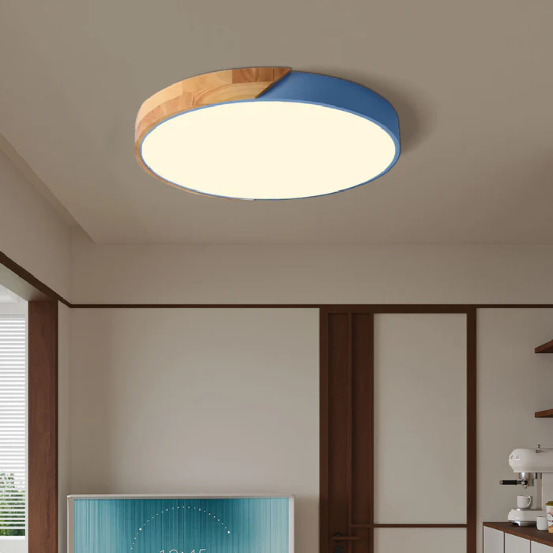 Plafonnier LED au design scandinave en bois
