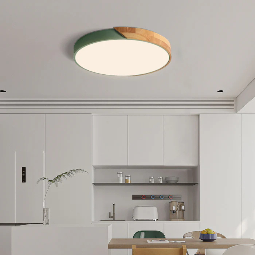 Plafonnier LED au design scandinave en bois