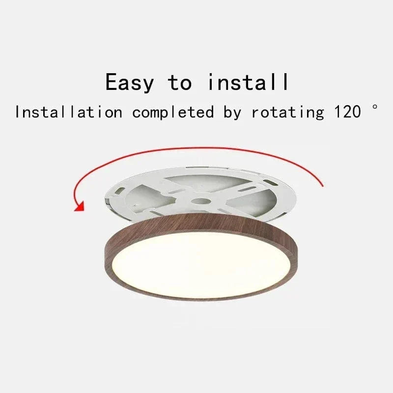 Plafonnier LED circulaire ultrafin en bois style moderne
