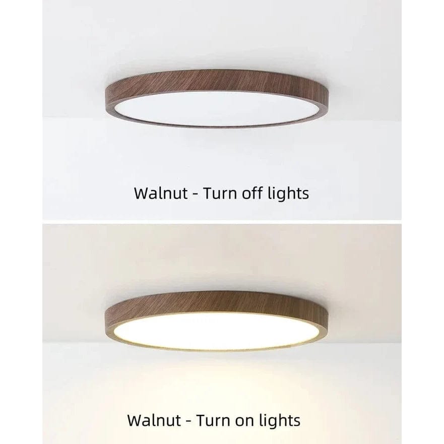 Plafonnier LED circulaire ultrafin en bois style moderne