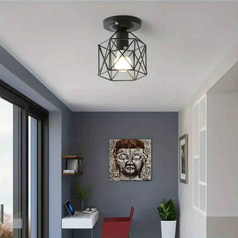 Plafonnier moderne en métal géométrique doré