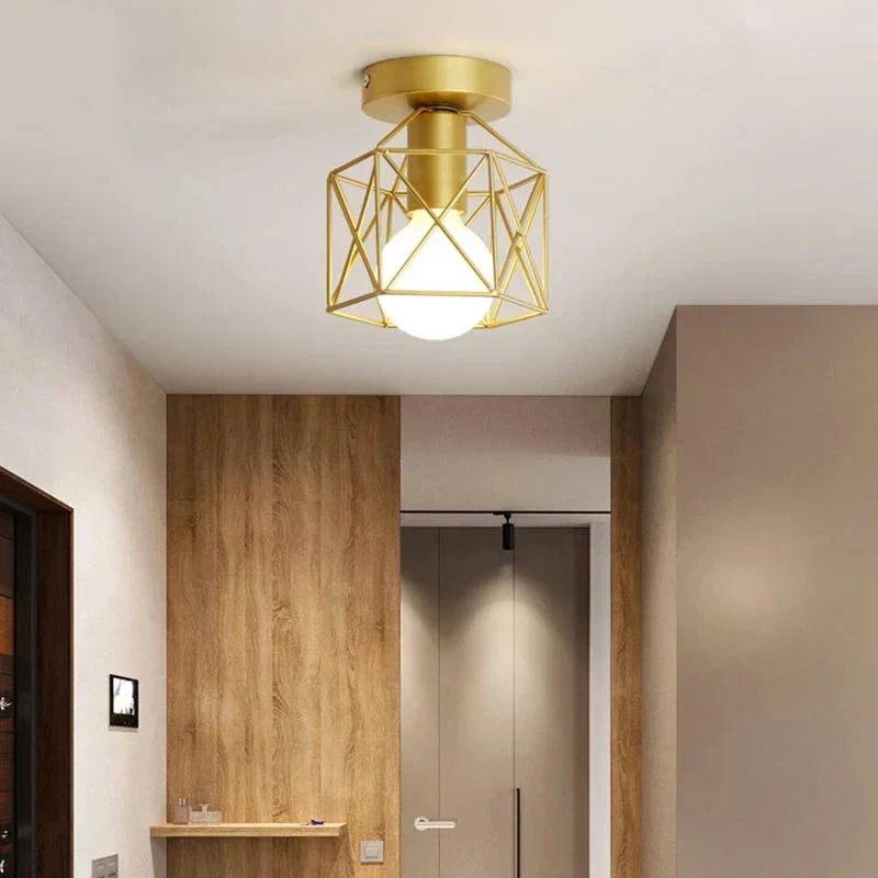 Plafonnier moderne en métal géométrique doré