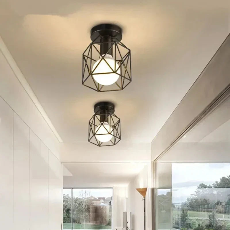 Plafonnier moderne en métal géométrique doré