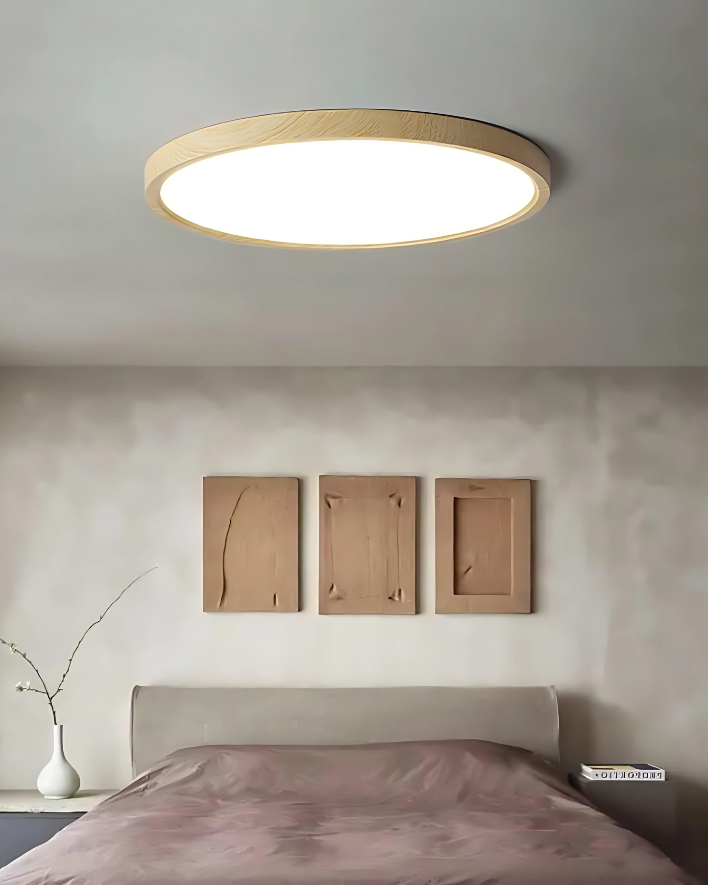Plafonnier ultra-plat en bois pour salon et chambre à coucher