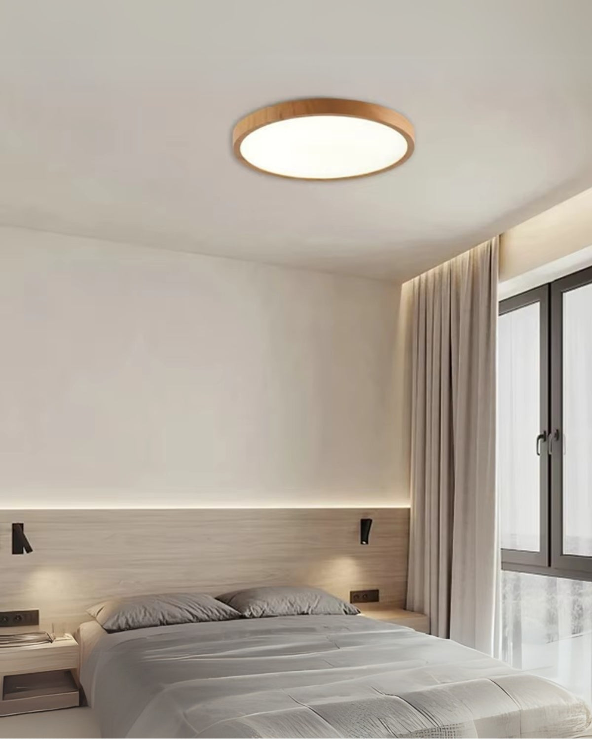 Plafonnier ultra-plat en bois pour salon et chambre à coucher