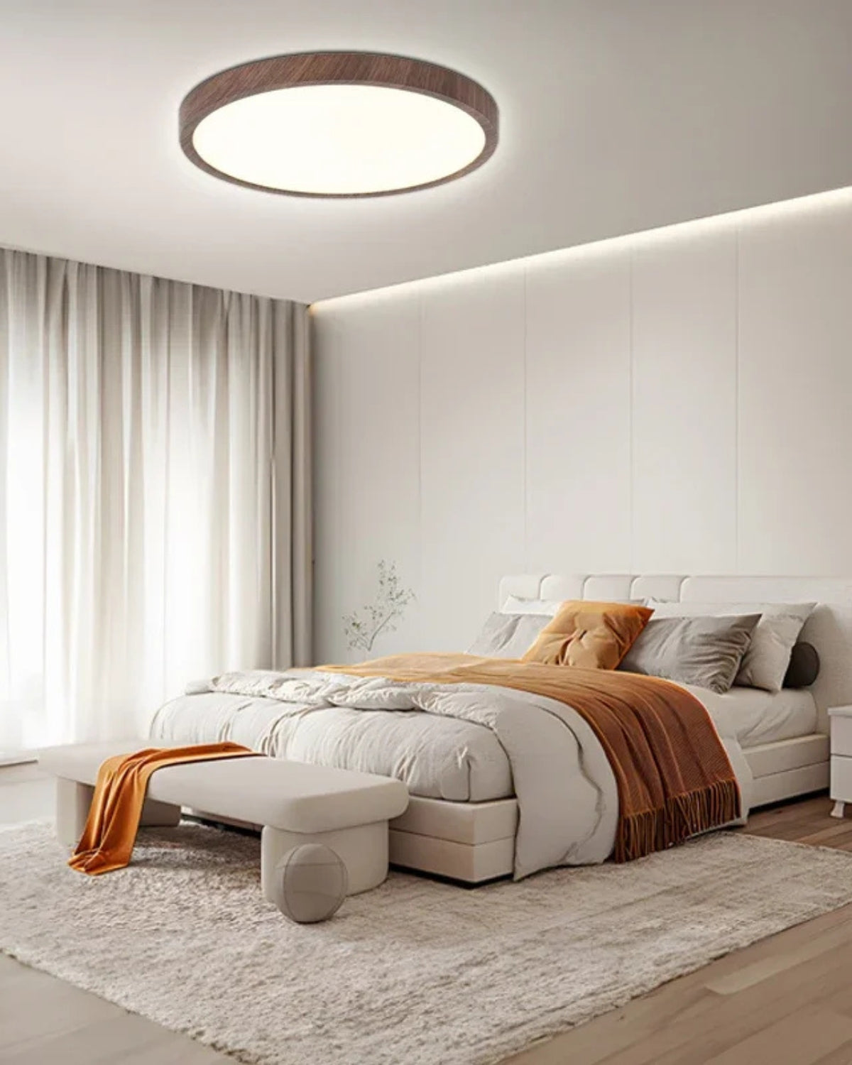 Plafonnier ultra-plat en bois pour salon et chambre à coucher