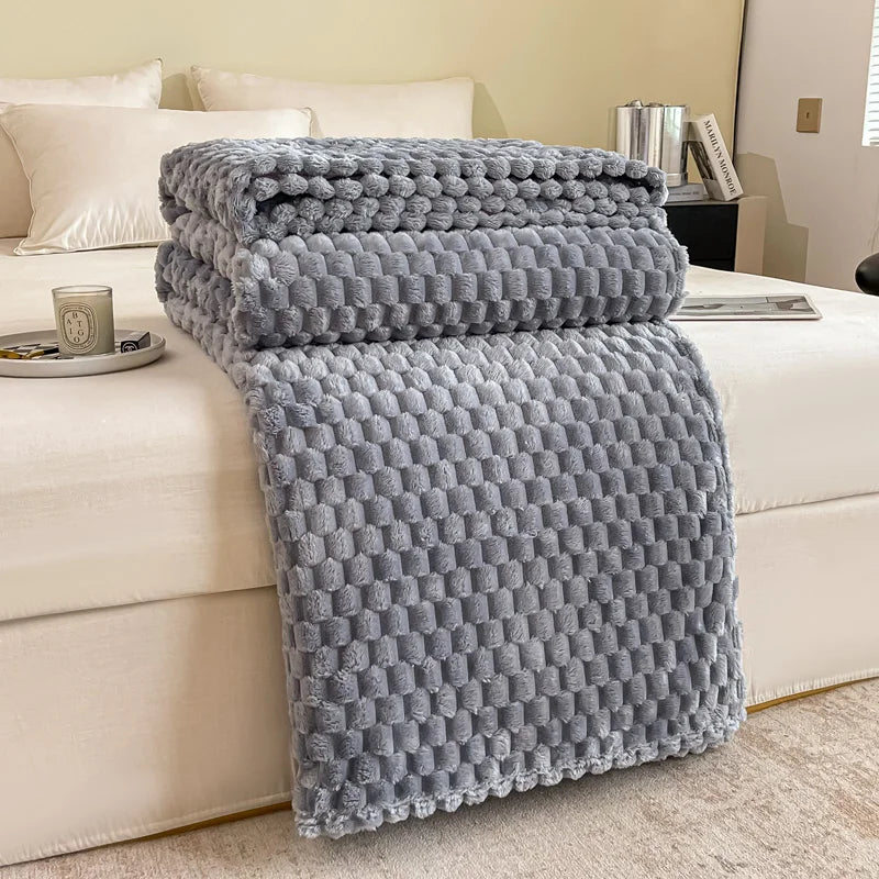 Plaid en velours doux à motif carreaux, moelleux, chaud et douillet - Confortable jeté de canapé et couverture câline pour adultes, enfants et animaux