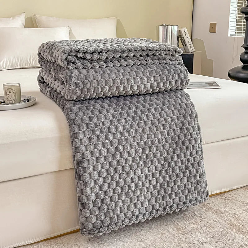 Plaid en velours doux à motif carreaux, moelleux, chaud et douillet - Confortable jeté de canapé et couverture câline pour adultes, enfants et animaux