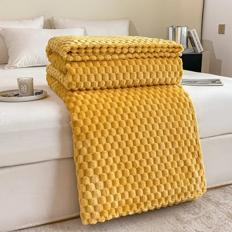 Plaid en velours doux à motif carreaux, moelleux, chaud et douillet - Confortable jeté de canapé et couverture câline pour adultes, enfants et animaux
