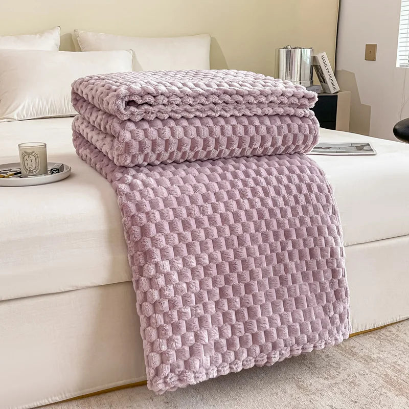 Plaid en velours doux à motif carreaux, moelleux, chaud et douillet - Confortable jeté de canapé et couverture câline pour adultes, enfants et animaux