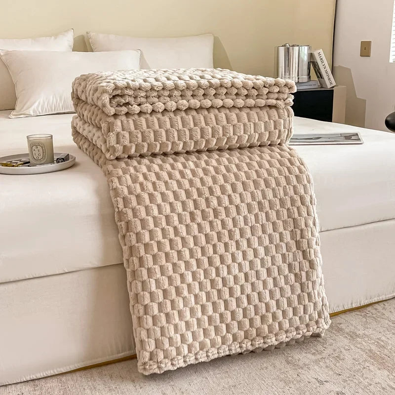 Plaid en velours doux à motif carreaux, moelleux, chaud et douillet - Confortable jeté de canapé et couverture câline pour adultes, enfants et animaux