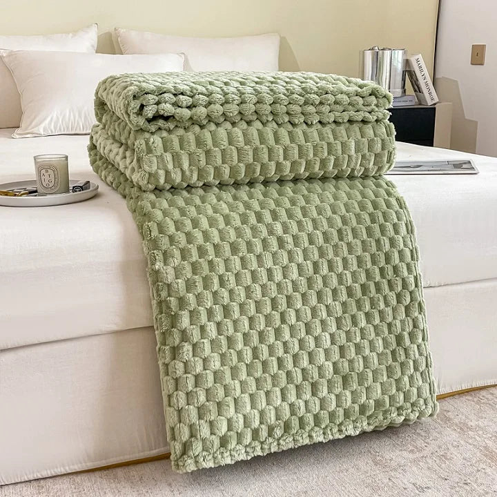 Plaid en velours doux à motif carreaux, moelleux, chaud et douillet - Confortable jeté de canapé et couverture câline pour adultes, enfants et animaux