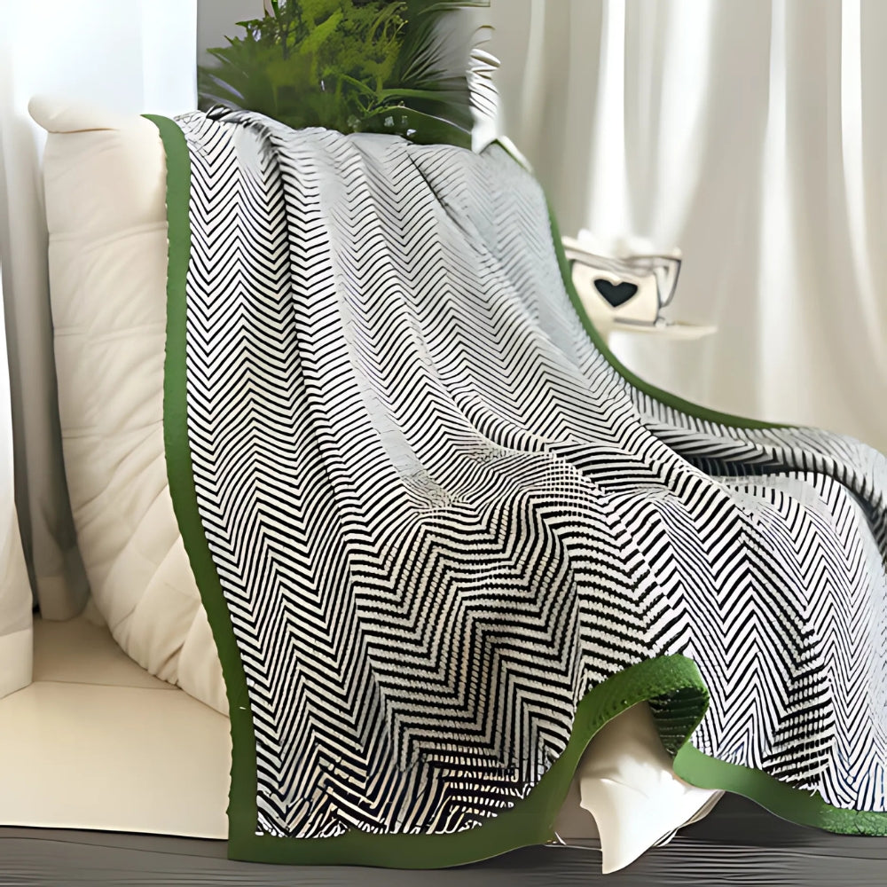 Plaid luxueux à motif chevron doré