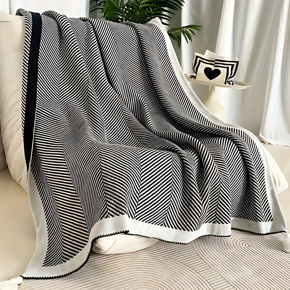 Plaid luxueux à motif chevron doré