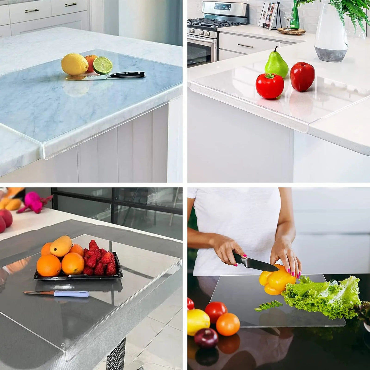 Planche à découper transparente – antidérapante et discrète – idéale pour cuisine moderne
