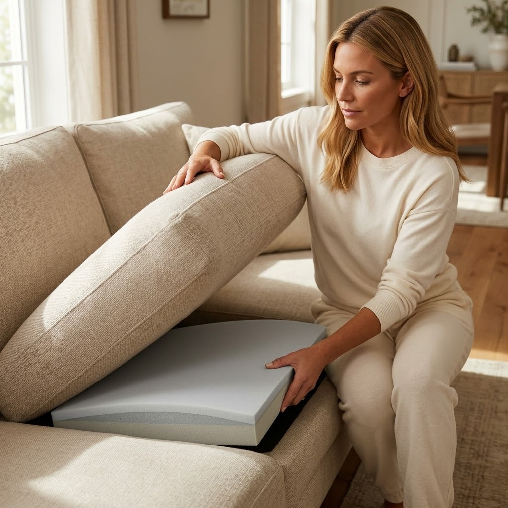 Plaque de support en mousse à mémoire de forme pour coussins de canapé affaissés