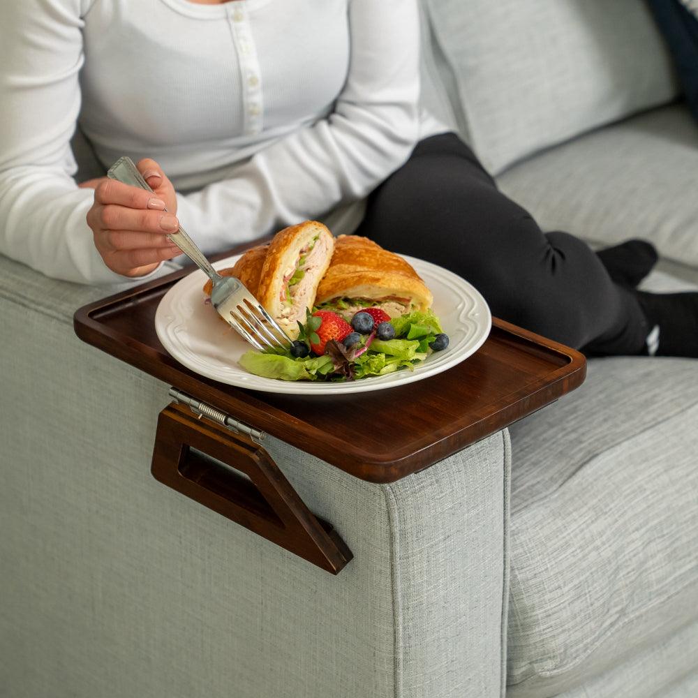 Plateau de canapé réglable pour accoudoir, pour boissons, encas et télécommande