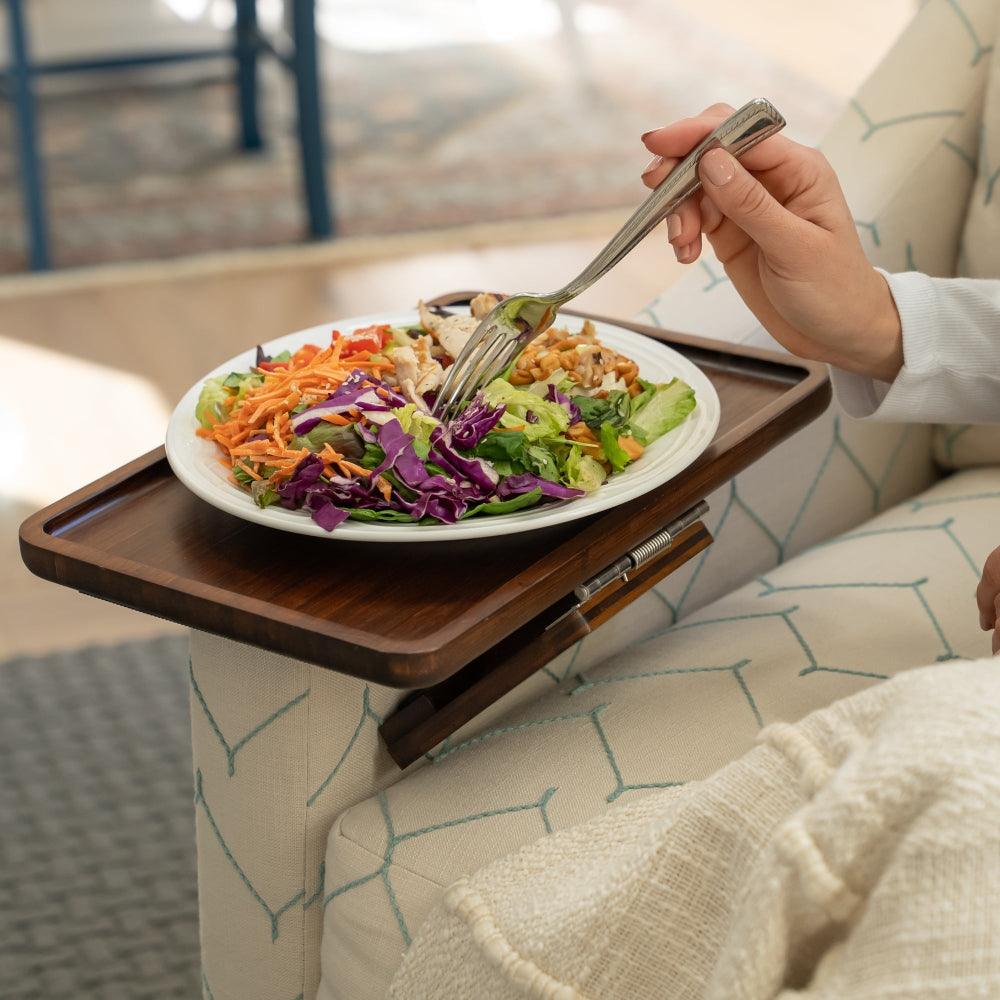 Plateau de canapé réglable pour accoudoir, pour boissons, encas et télécommande