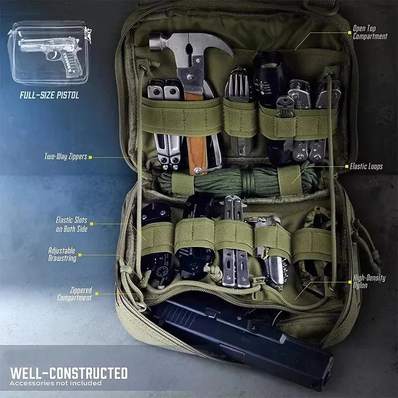 Pochette tactique administrative MOLLE avec rangement pour chargeurs et accessoires