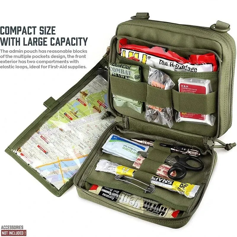 Pochette tactique administrative MOLLE avec rangement pour chargeurs et accessoires