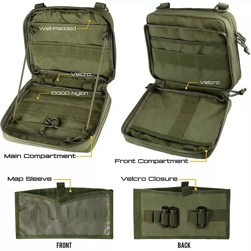 Pochette tactique administrative MOLLE avec rangement pour chargeurs et accessoires