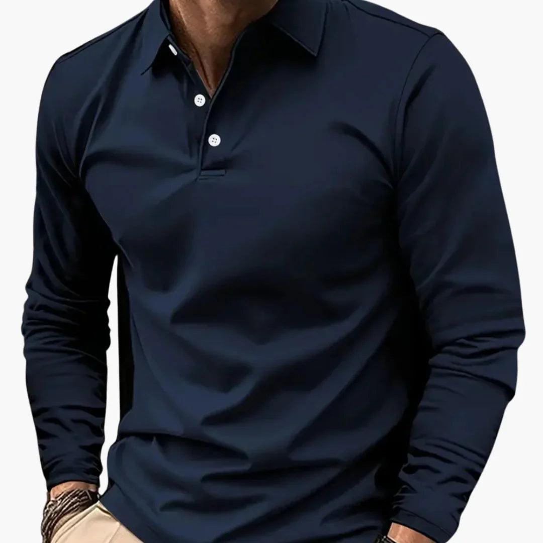 Polo à manches longues style décontracté pour homme