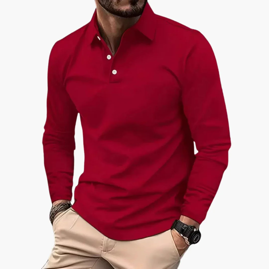 Polo à manches longues style décontracté pour homme