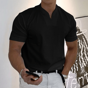 Polo ajusté pour homme avec col en V élégant