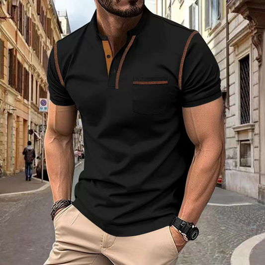 Polo en coton pour homme, bleu – confort polyvalent pour le loisir