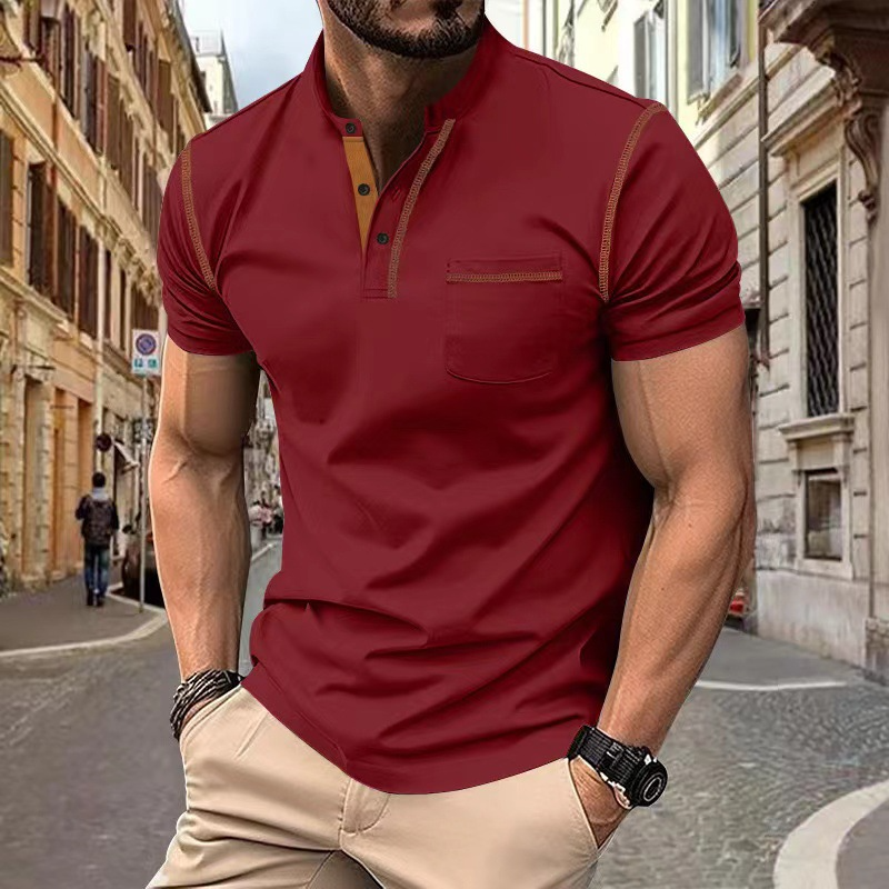Polo en coton pour homme, bleu – confort polyvalent pour le loisir