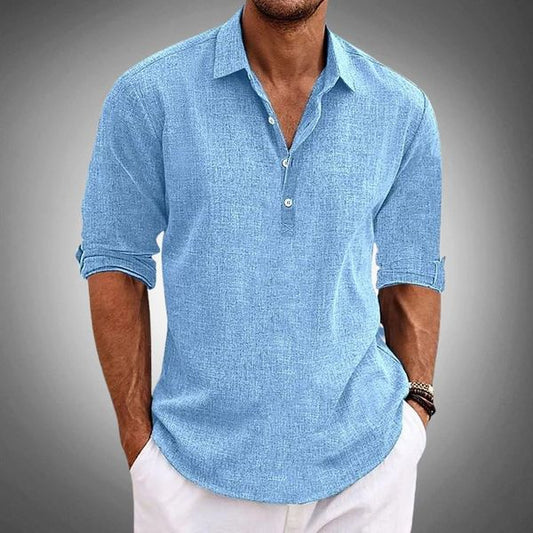 Polo en lin homme respirant coupe décontractée
