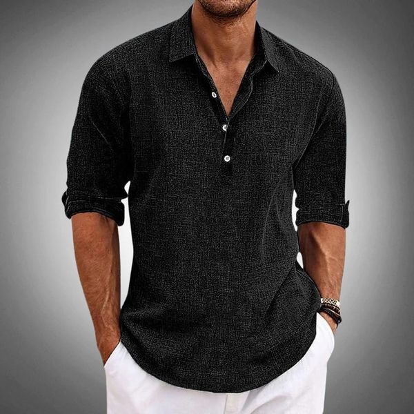 Polo en lin homme respirant coupe décontractée