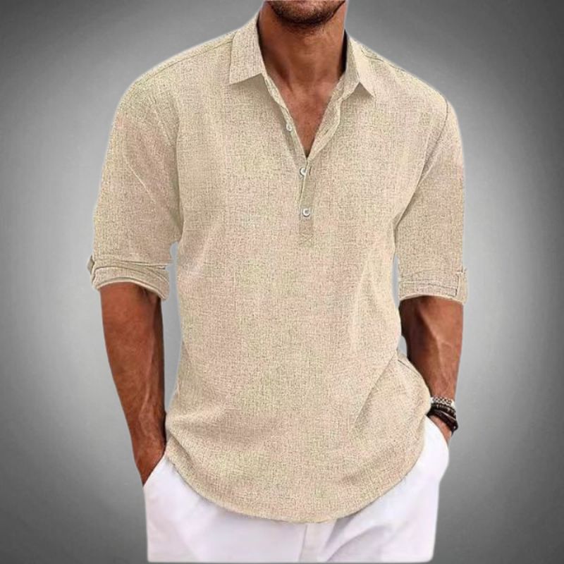 Polo en lin homme respirant coupe décontractée