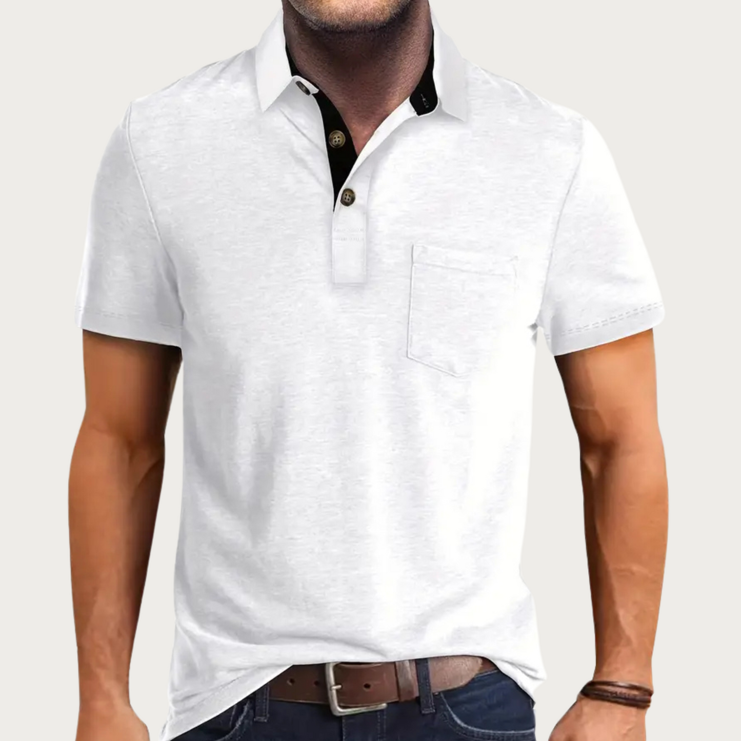 Polo homme à manches courtes avec poche poitrine