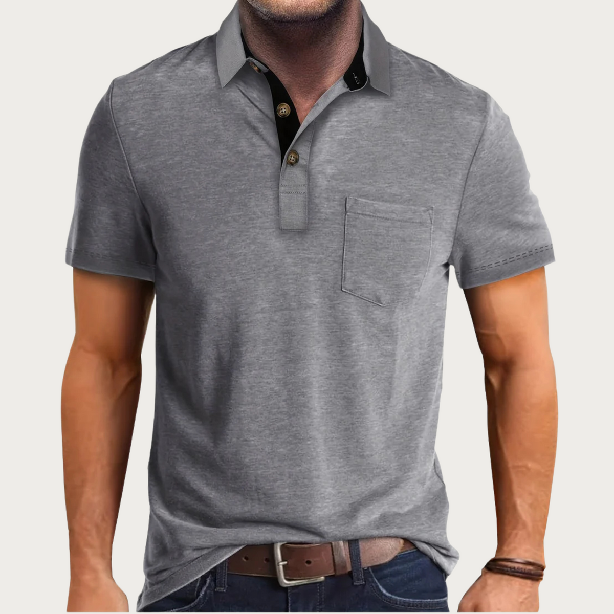 Polo homme à manches courtes avec poche poitrine