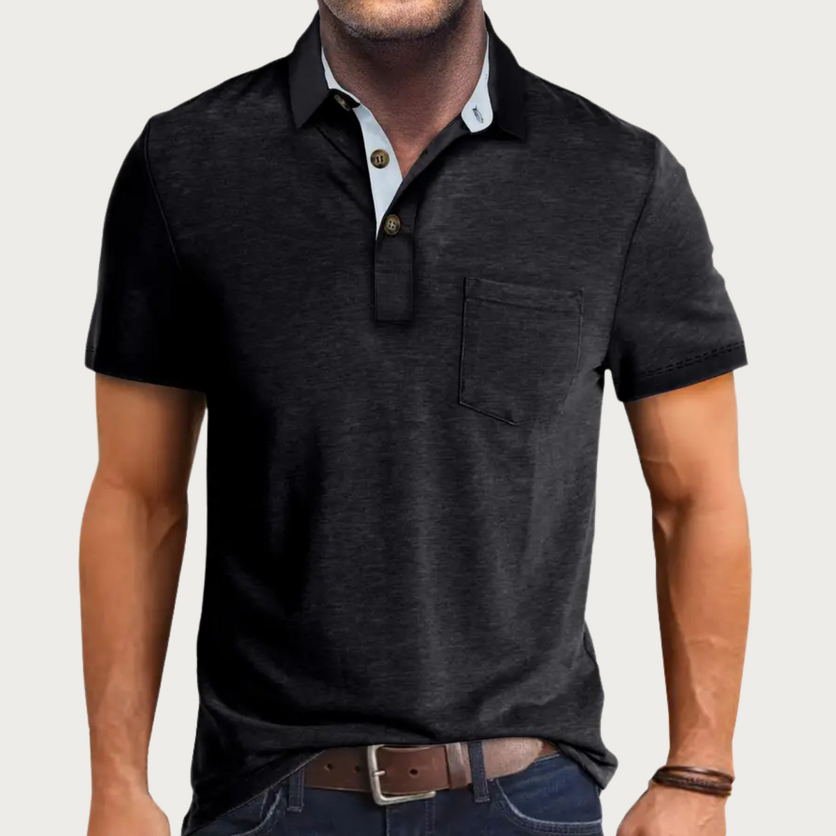 Polo homme à manches courtes avec poche poitrine