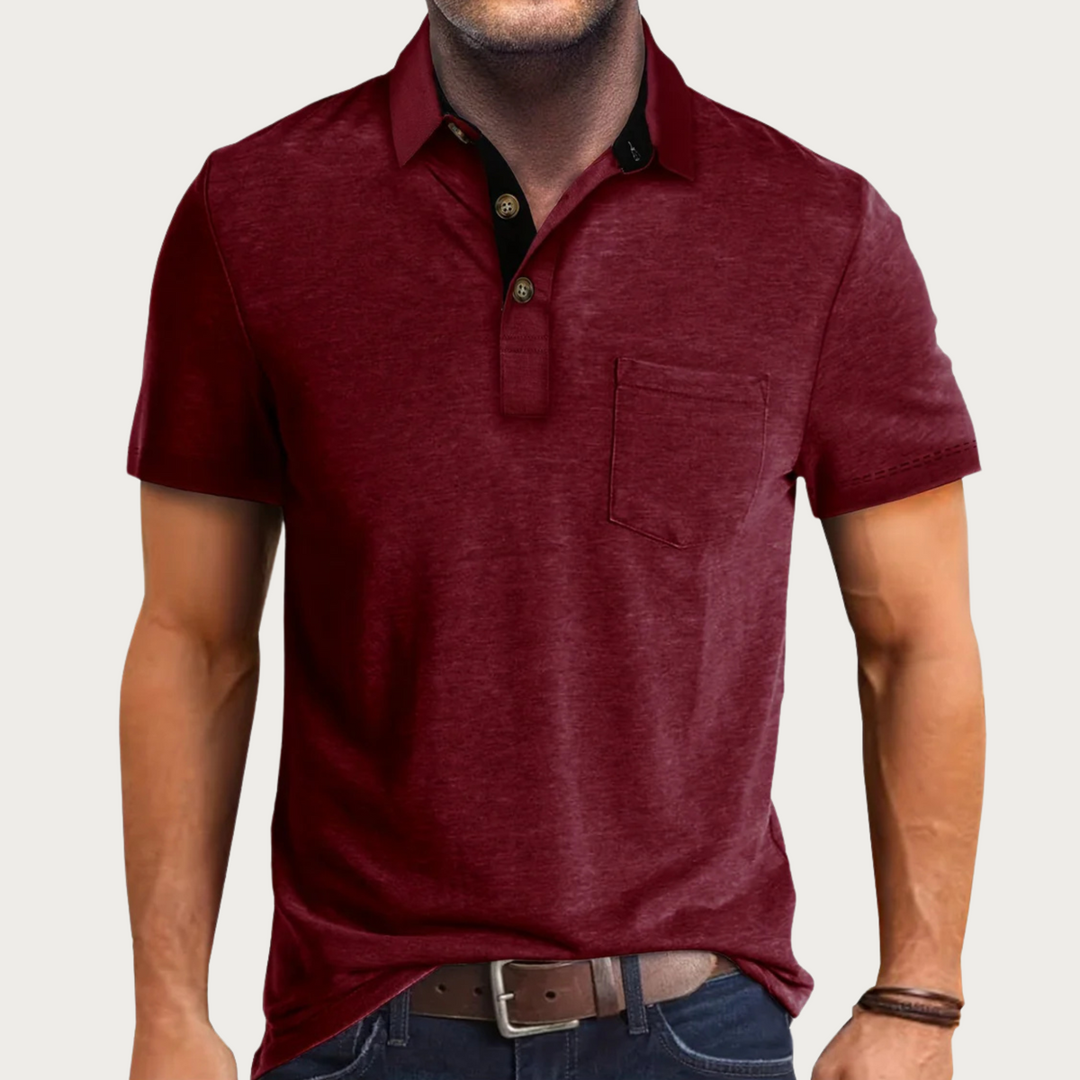 Polo homme à manches courtes avec poche poitrine