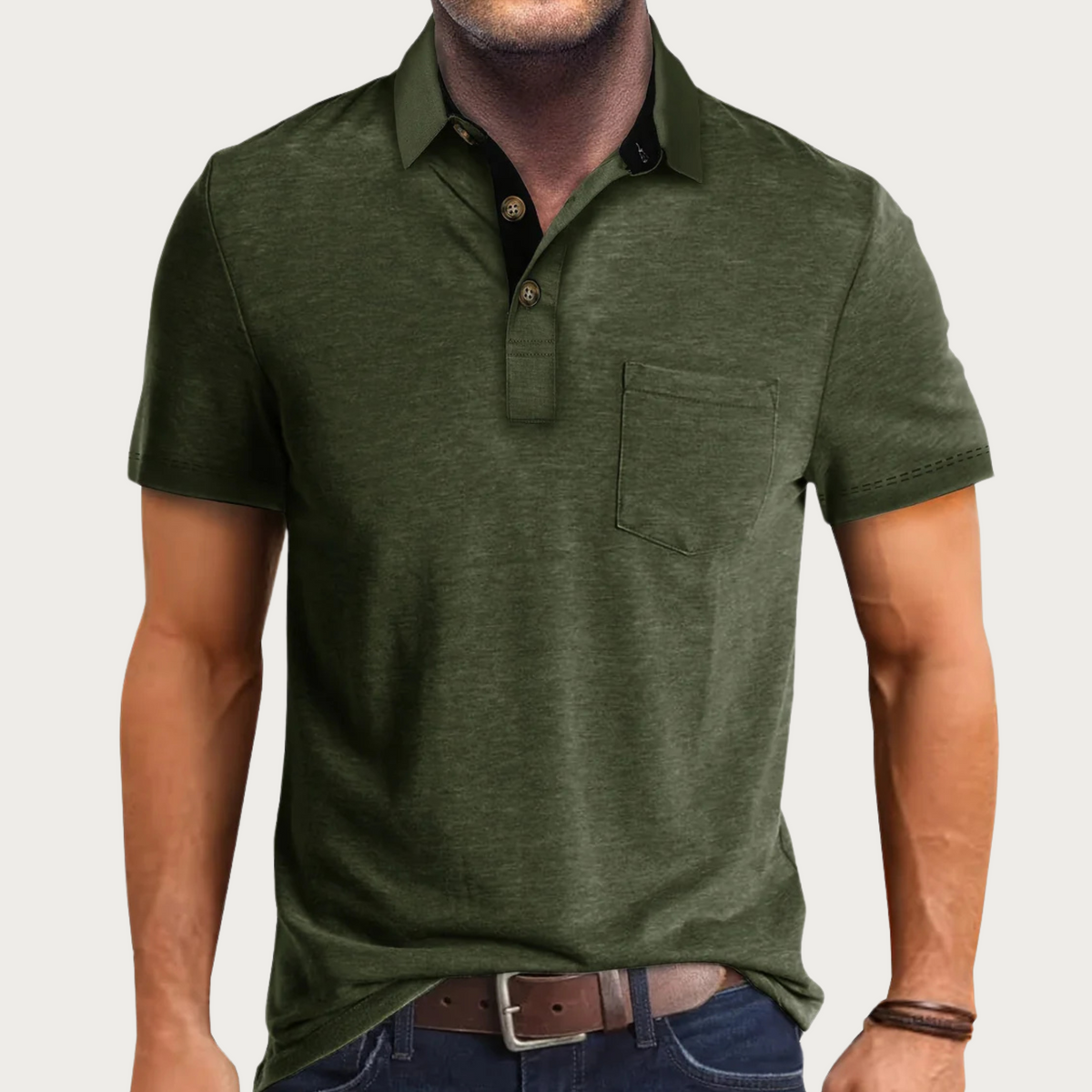 Polo homme à manches courtes avec poche poitrine
