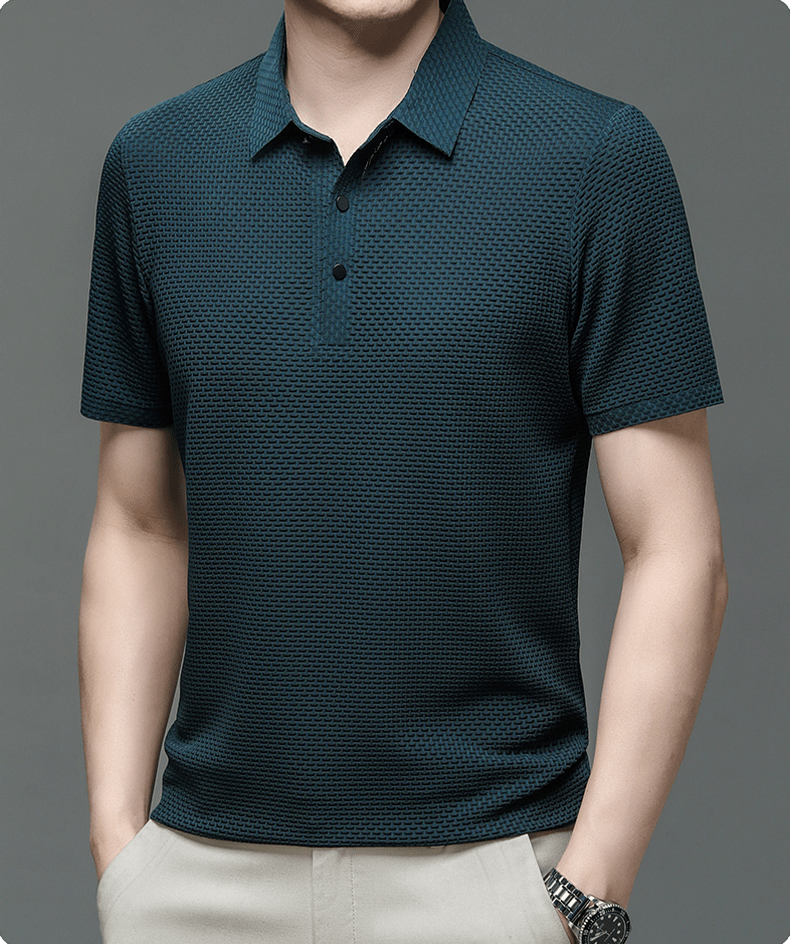 Polo homme en maille texturée – Finition élégante et coupe classique