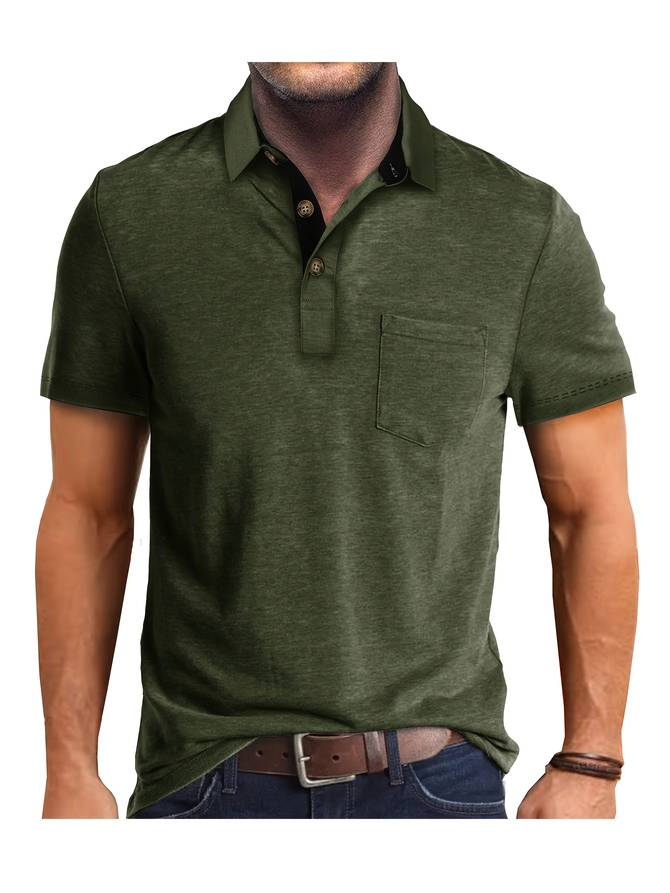 Polo homme manches courtes coton mélangé coupe ajustée