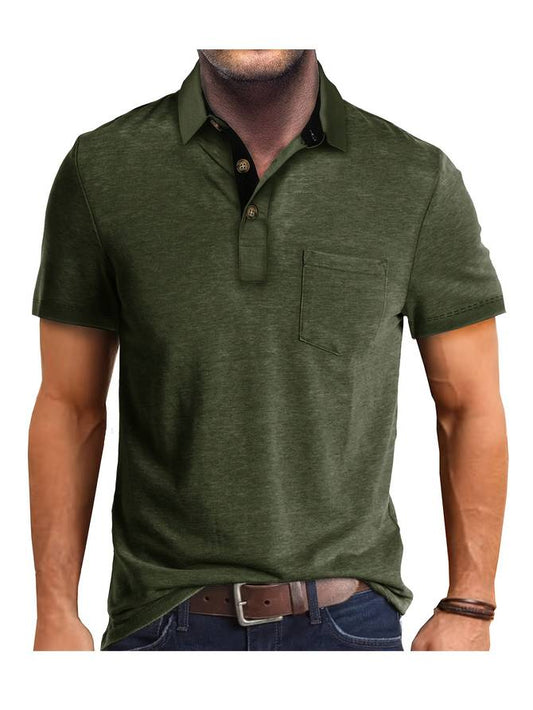 Polo homme manches courtes coton mélangé coupe ajustée