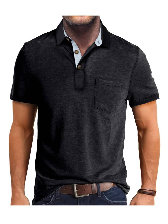 Polo homme manches courtes coton mélangé coupe ajustée
