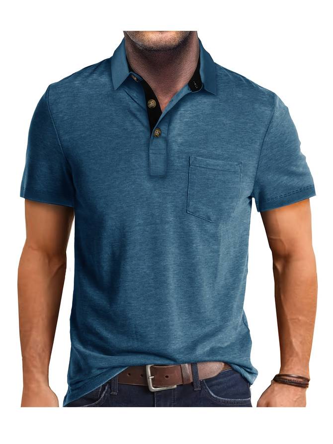 Polo homme manches courtes coton mélangé coupe ajustée