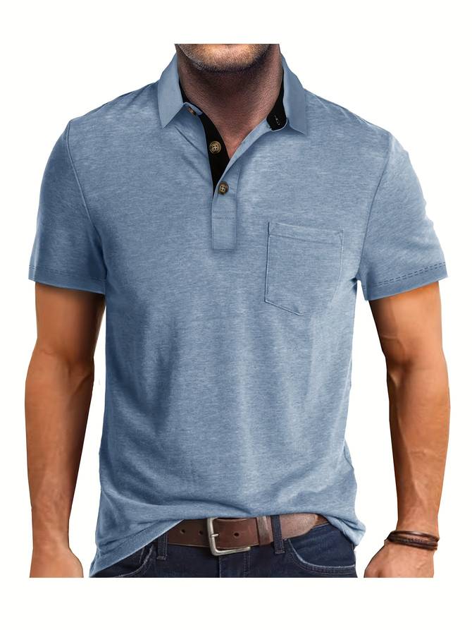 Polo homme manches courtes coton mélangé coupe ajustée